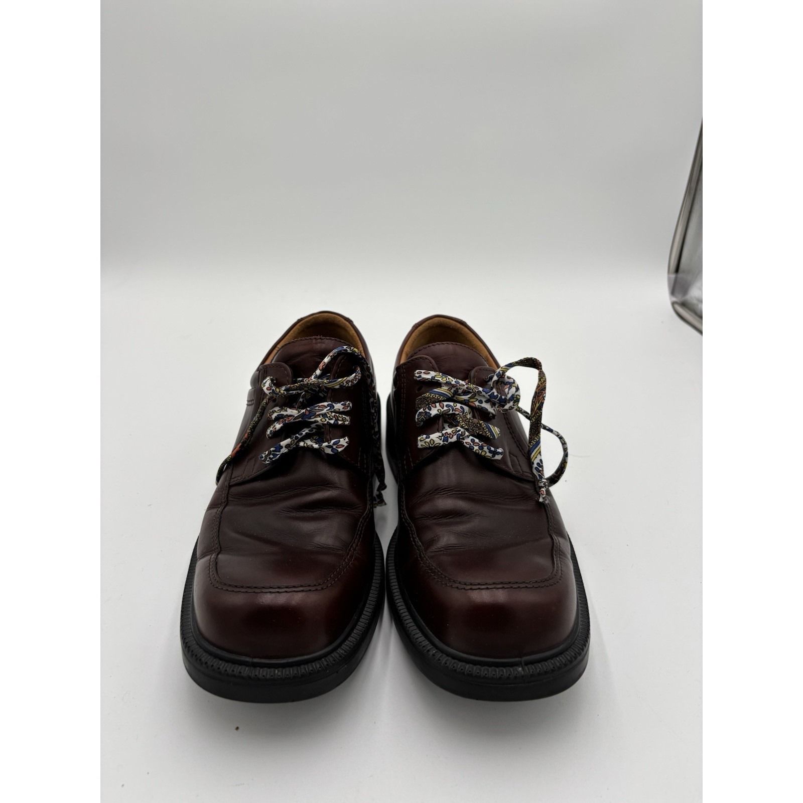 Ecco Shoes Mens Moc Toe Oxford Size 42 Brown With Flower Laces